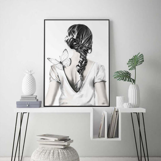 _label_, DSZ Product, feed-cond-new, feed-sl-free shipping, free-shipping, newWall Art 60Cm X 90Cm Woman Back With Butterfly Black Frame Canvas - Premium Home & Garden > Wall Art > Posters, Paintings & Prints from Artime ! Shop Online Buy Now at S & D's Value Store Family Business Best Customer Service_label_, DSZ Product, feed-cond-new, feed-sl-free shipping, free-shipping, new