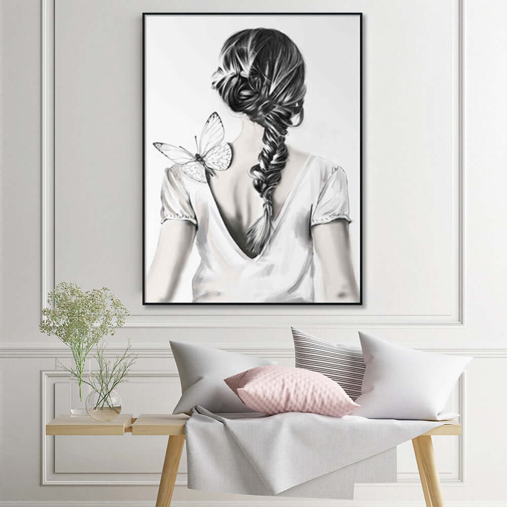 _label_, DSZ Product, feed-cond-new, feed-sl-free shipping, free-shipping, newWall Art 70Cm X 100Cm Woman Back With Butterfly Black Frame Canvas - Premium Home & Garden > Wall Art > Posters, Paintings & Prints from Artime ! Shop Online Buy Now at S & D's Value Store Family Business Best Customer Service_label_, DSZ Product, feed-cond-new, feed-sl-free shipping, free-shipping, new