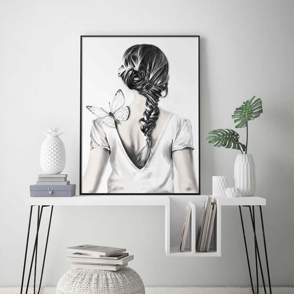 _label_, DSZ Product, feed-cond-new, feed-sl-free shipping, free-shipping, newWall Art 70Cm X 100Cm Woman Back With Butterfly Black Frame Canvas - Premium Home & Garden > Wall Art > Posters, Paintings & Prints from Artime ! Shop Online Buy Now at S & D's Value Store Family Business Best Customer Service_label_, DSZ Product, feed-cond-new, feed-sl-free shipping, free-shipping, new