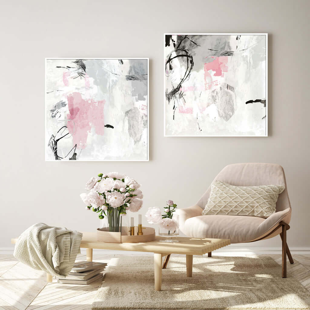 _label_, DSZ Product, feed-cond-new, feed-sl-free shipping, free-shipping, newWall Art 60Cm X 60Cm Abstract Pink Grey 2 Sets White Frame Canvas - Premium Home & Garden > Wall Art > Posters, Paintings & Prints from Artime ! Shop Online Buy Now at S & D's Value Store Family Business Best Customer Service_label_, DSZ Product, feed-cond-new, feed-sl-free shipping, free-shipping, new