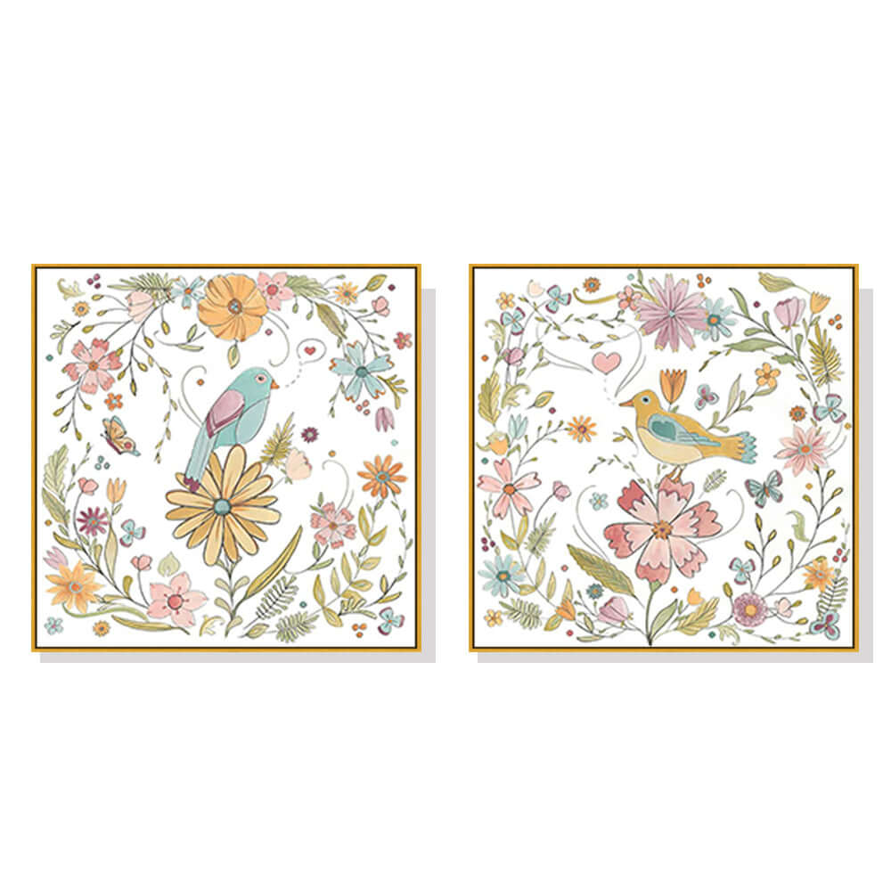 _label_, DSZ Product, feed-cond-new, feed-sl-free shipping, free-shipping, newWall Art 40Cm X 40Cm Floral Birds 2 Sets Gold Frame Canvas - Premium Home & Garden > Wall Art > Posters, Paintings & Prints from Artime ! Shop Online Buy Now at S & D's Value Store Family Business Best Customer Service_label_, DSZ Product, feed-cond-new, feed-sl-free shipping, free-shipping, new