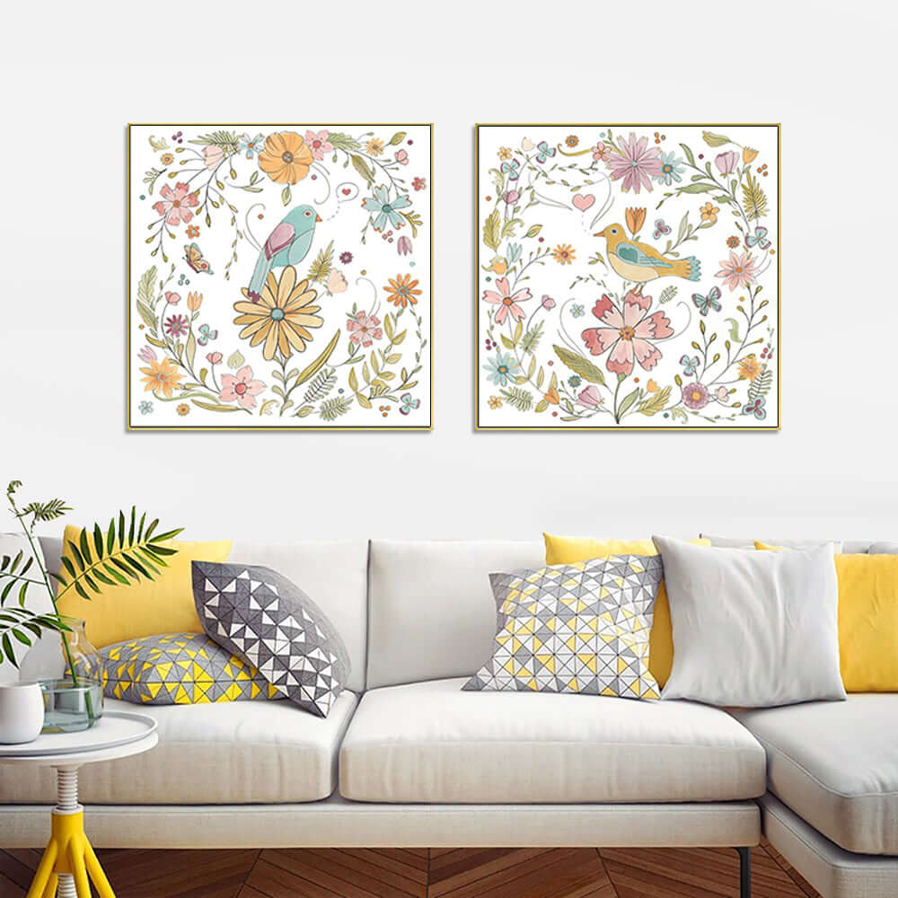 _label_, DSZ Product, feed-cond-new, feed-sl-free shipping, free-shipping, newWall Art 40Cm X 40Cm Floral Birds 2 Sets Gold Frame Canvas - Premium Home & Garden > Wall Art > Posters, Paintings & Prints from Artime ! Shop Online Buy Now at S & D's Value Store Family Business Best Customer Service_label_, DSZ Product, feed-cond-new, feed-sl-free shipping, free-shipping, new