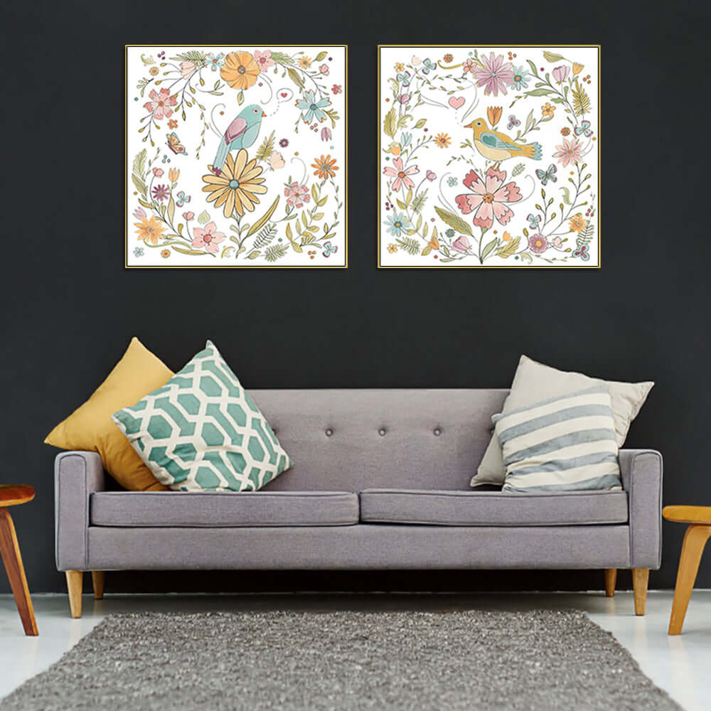 _label_, DSZ Product, feed-cond-new, feed-sl-free shipping, free-shipping, newWall Art 40Cm X 40Cm Floral Birds 2 Sets Gold Frame Canvas - Premium Home & Garden > Wall Art > Posters, Paintings & Prints from Artime ! Shop Online Buy Now at S & D's Value Store Family Business Best Customer Service_label_, DSZ Product, feed-cond-new, feed-sl-free shipping, free-shipping, new