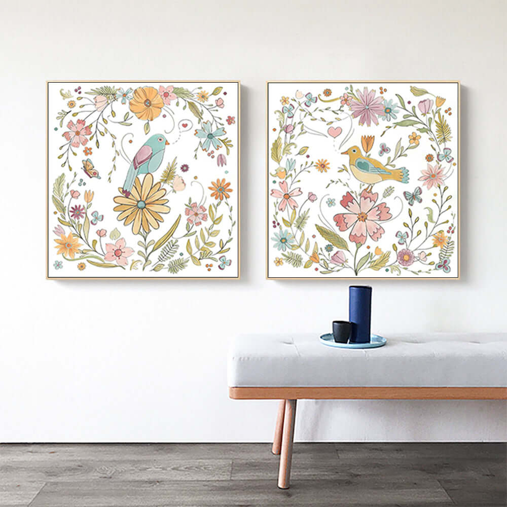 _label_, DSZ Product, feed-cond-new, feed-sl-free shipping, free-shipping, newWall Art 40Cm X 40Cm Floral Birds 2 Sets Gold Frame Canvas - Premium Home & Garden > Wall Art > Posters, Paintings & Prints from Artime ! Shop Online Buy Now at S & D's Value Store Family Business Best Customer Service_label_, DSZ Product, feed-cond-new, feed-sl-free shipping, free-shipping, new