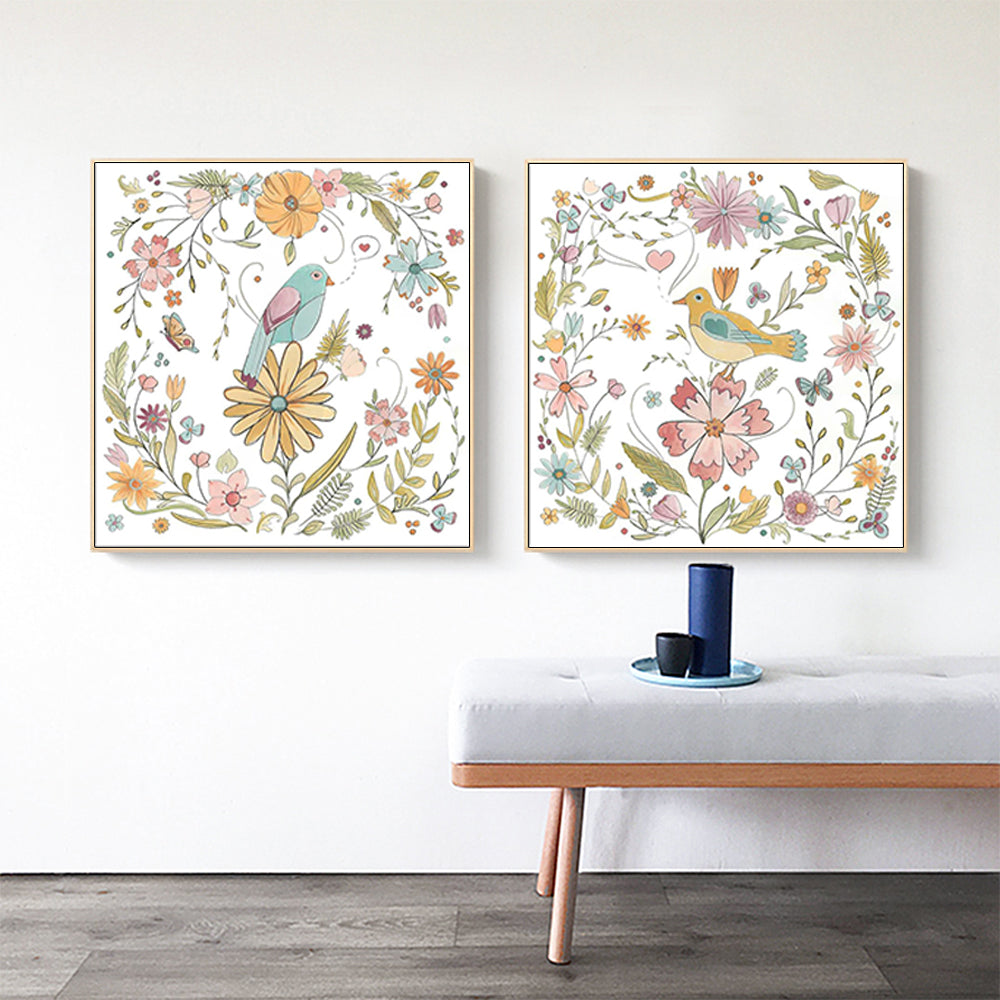 _label_, DSZ Product, feed-cond-new, feed-sl-free shipping, free-shipping, newWall Art 60Cm X 60Cm Floral Birds 2 Sets Gold Frame Canvas - Premium Home & Garden > Wall Art > Posters, Paintings & Prints from Artime ! Shop Online Buy Now at S & D's Value Store Family Business Best Customer Service_label_, DSZ Product, feed-cond-new, feed-sl-free shipping, free-shipping, new