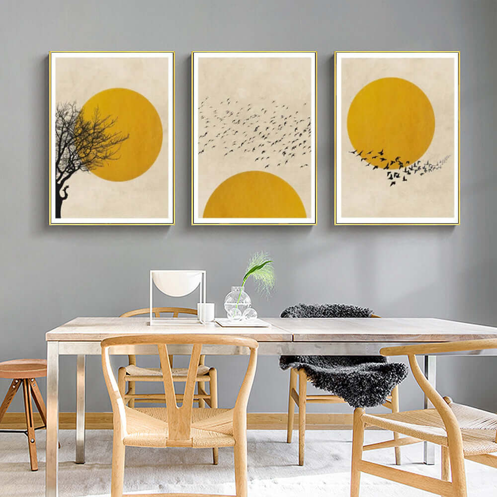 _label_, DSZ Product, feed-cond-new, feed-sl-free shipping, free-shipping, newWall Art 80Cm X 120Cm Flock Of Birds Sun Silhouette 3 Sets Gold Frame Canvas - Premium Home & Garden > Wall Art > Posters, Paintings & Prints from Artime ! Shop Online Buy Now at S & D's Value Store Family Business Best Customer Service_label_, DSZ Product, feed-cond-new, feed-sl-free shipping, free-shipping, new