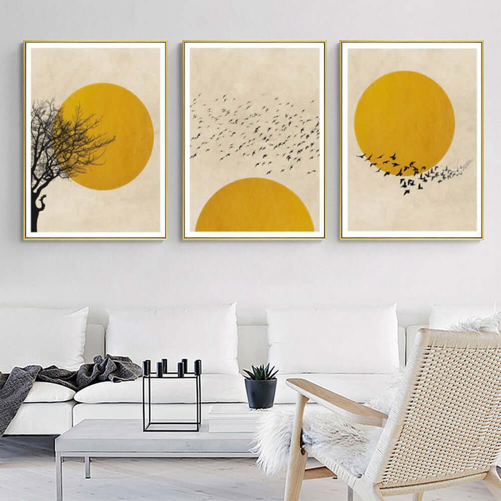 _label_, DSZ Product, feed-cond-new, feed-sl-free shipping, free-shipping, newWall Art 80Cm X 120Cm Flock Of Birds Sun Silhouette 3 Sets Gold Frame Canvas - Premium Home & Garden > Wall Art > Posters, Paintings & Prints from Artime ! Shop Online Buy Now at S & D's Value Store Family Business Best Customer Service_label_, DSZ Product, feed-cond-new, feed-sl-free shipping, free-shipping, new