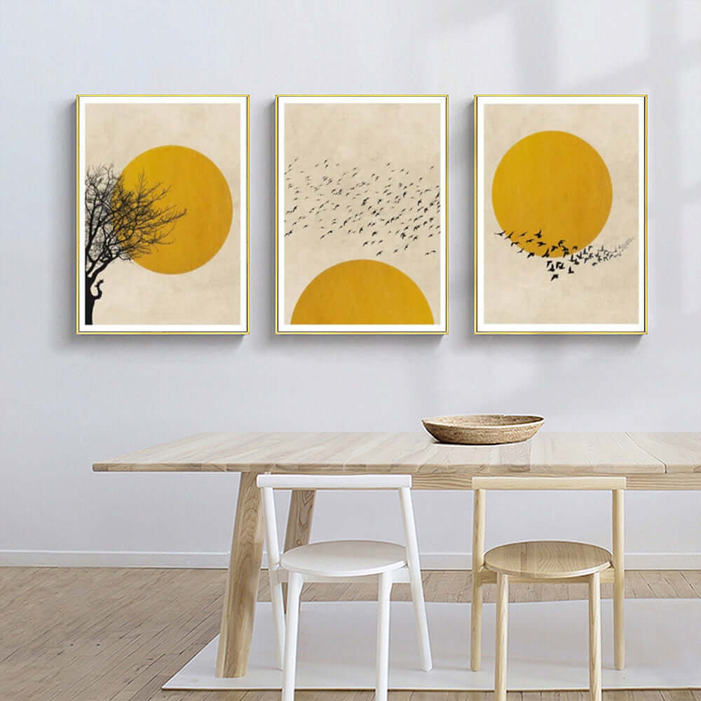 _label_, DSZ Product, feed-cond-new, feed-sl-free shipping, free-shipping, newWall Art 50Cm X 70Cm Flock Of Birds Sun Silhouette 3 Sets Gold Frame Canvas - Premium Home & Garden > Wall Art > Posters, Paintings & Prints from Artime ! Shop Online Buy Now at S & D's Value Store Family Business Best Customer Service_label_, DSZ Product, feed-cond-new, feed-sl-free shipping, free-shipping, new