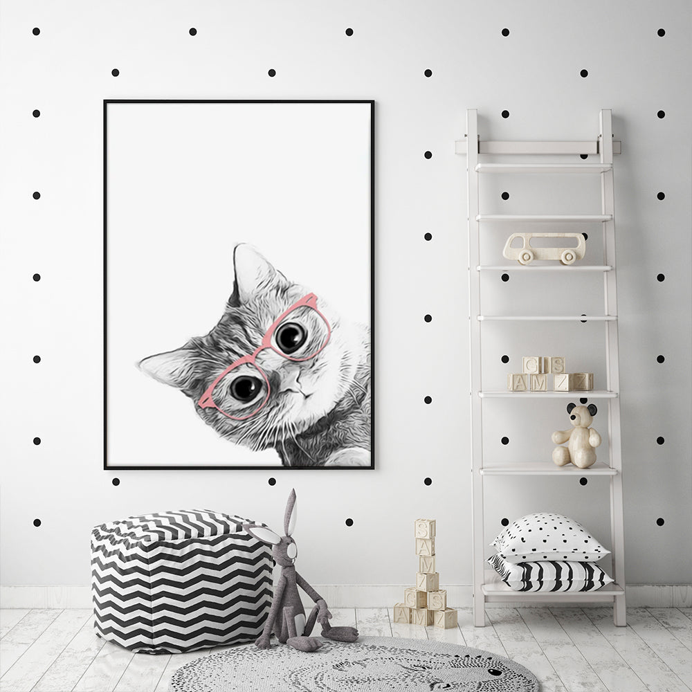 _label_, DSZ Product, feed-cond-new, feed-sl-free shipping, free-shipping, newWall Art 40Cm X 60Cm Cat With Glasses Black Frame Canvas - Premium Home & Garden > Decor > Picture Frames from Artime ! Shop Online Buy Now at S & D's Value Store Family Business Best Customer Service_label_, DSZ Product, feed-cond-new, feed-sl-free shipping, free-shipping, new