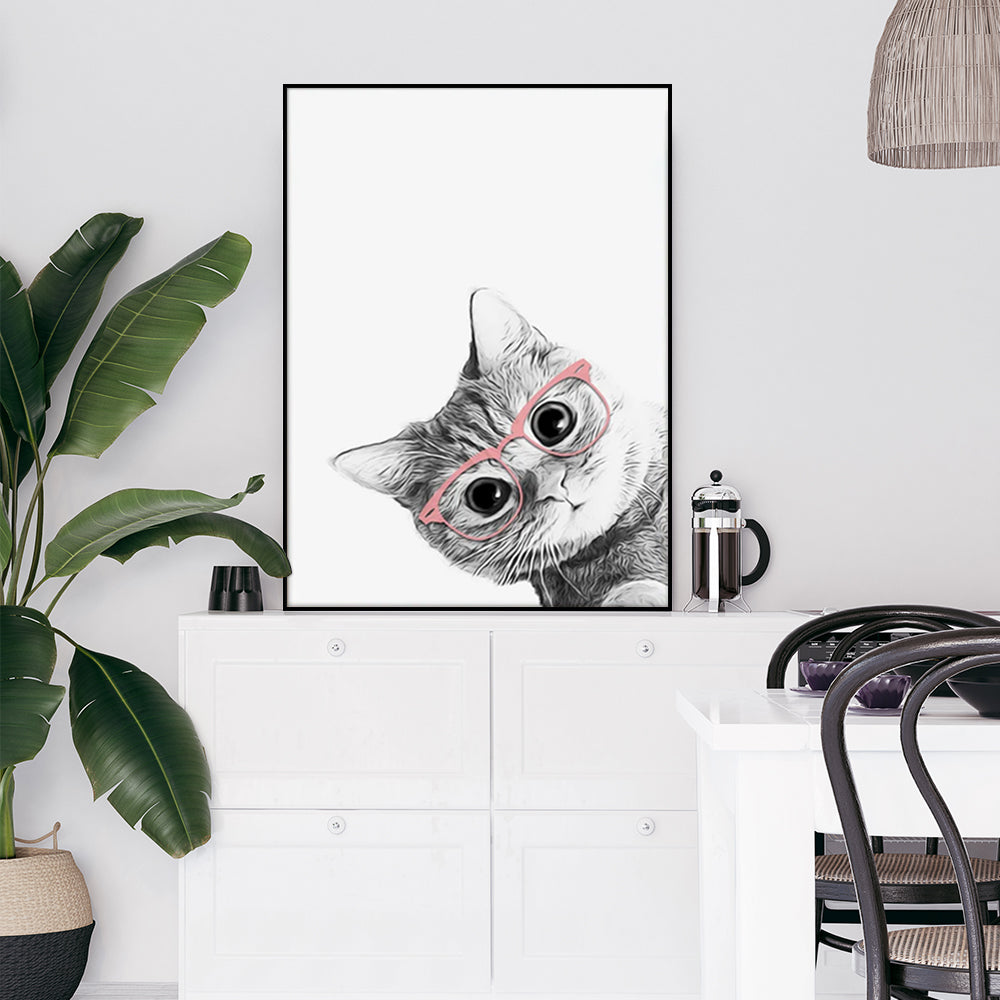 _label_, DSZ Product, feed-cond-new, feed-sl-free shipping, free-shipping, newWall Art 40Cm X 60Cm Cat With Glasses Black Frame Canvas - Premium Home & Garden > Decor > Picture Frames from Artime ! Shop Online Buy Now at S & D's Value Store Family Business Best Customer Service_label_, DSZ Product, feed-cond-new, feed-sl-free shipping, free-shipping, new