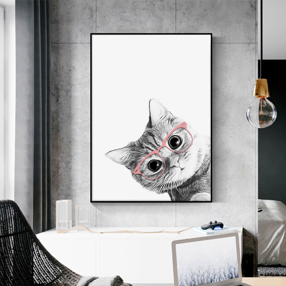 _label_, DSZ Product, feed-cond-new, feed-sl-free shipping, free-shipping, newWall Art 40Cm X 60Cm Cat With Glasses Black Frame Canvas - Premium Home & Garden > Decor > Picture Frames from Artime ! Shop Online Buy Now at S & D's Value Store Family Business Best Customer Service_label_, DSZ Product, feed-cond-new, feed-sl-free shipping, free-shipping, new