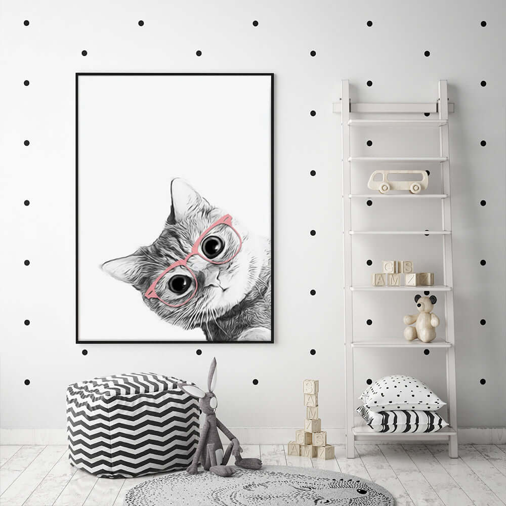 _label_, DSZ Product, feed-cond-new, feed-sl-free shipping, free-shipping, newWall Art 60Cm X 90Cm Cat With Glasses Black Frame Canvas - Premium Home & Garden > Decor > Picture Frames from Artime ! Shop Online Buy Now at S & D's Value Store Family Business Best Customer Service_label_, DSZ Product, feed-cond-new, feed-sl-free shipping, free-shipping, new