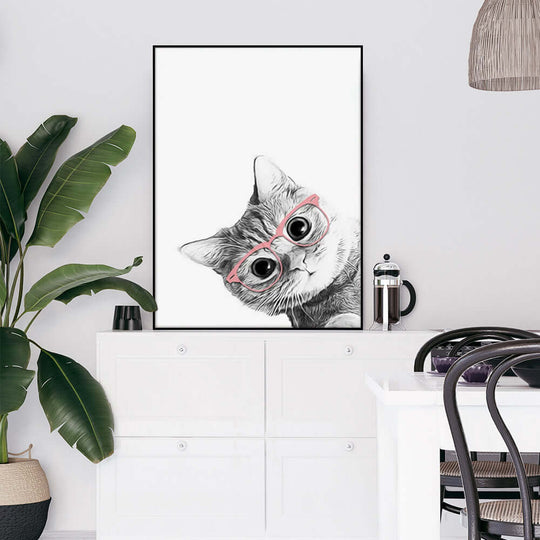 _label_, DSZ Product, feed-cond-new, feed-sl-free shipping, free-shipping, newWall Art 60Cm X 90Cm Cat With Glasses Black Frame Canvas - Premium Home & Garden > Decor > Picture Frames from Artime ! Shop Online Buy Now at S & D's Value Store Family Business Best Customer Service_label_, DSZ Product, feed-cond-new, feed-sl-free shipping, free-shipping, new