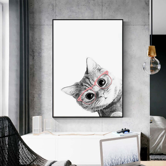 _label_, DSZ Product, feed-cond-new, feed-sl-free shipping, free-shipping, newWall Art 60Cm X 90Cm Cat With Glasses Black Frame Canvas - Premium Home & Garden > Decor > Picture Frames from Artime ! Shop Online Buy Now at S & D's Value Store Family Business Best Customer Service_label_, DSZ Product, feed-cond-new, feed-sl-free shipping, free-shipping, new