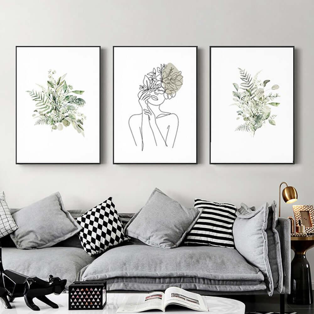 _label_, DSZ Product, feed-cond-new, feed-sl-free shipping, free-shipping, newWall Art 70Cm X 100Cm Botanical Line Girl 3 Sets Black Frame Canvas - Premium Home & Garden > Wall Art > Posters, Paintings & Prints from Artime ! Shop Online Buy Now at S & D's Value Store Family Business Best Customer Service_label_, DSZ Product, feed-cond-new, feed-sl-free shipping, free-shipping, new