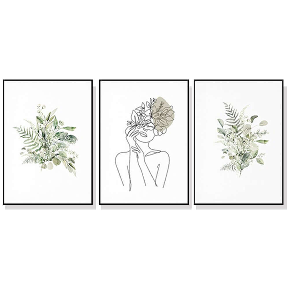 _label_, DSZ Product, feed-cond-new, feed-sl-free shipping, free-shipping, newWall Art 50Cm X 70Cm Botanical Line Girl 3 Sets Black Frame Canvas - Premium Home & Garden > Wall Art > Posters, Paintings & Prints from Artime ! Shop Online Buy Now at S & D's Value Store Family Business Best Customer Service_label_, DSZ Product, feed-cond-new, feed-sl-free shipping, free-shipping, new