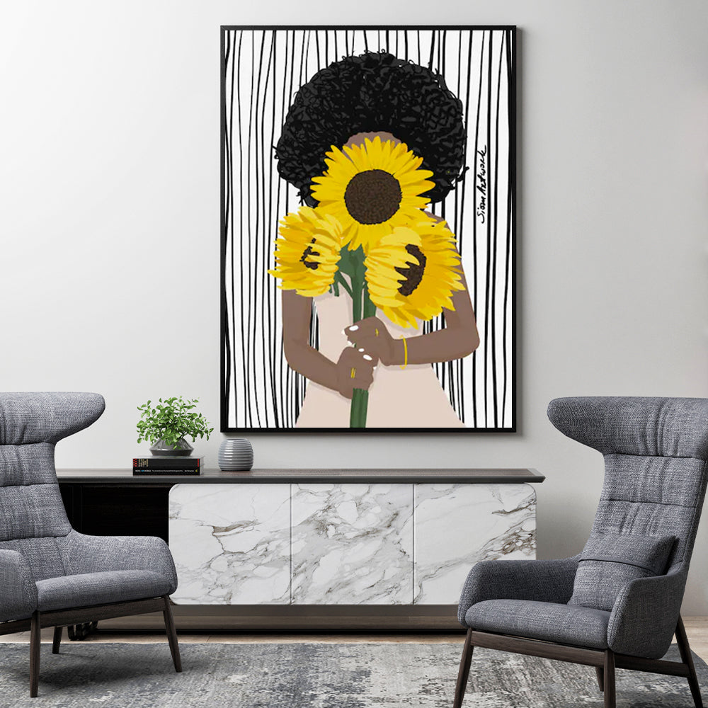 _label_, DSZ Product, feed-cond-new, feed-sl-free shipping, free-shipping, newWall Art 60Cm X 90Cm African Woman Sunflower Black Frame Canvas - Premium Home & Garden > Wall Art > Posters, Paintings & Prints from Artime ! Shop Online Buy Now at S & D's Value Store Family Business Best Customer Service_label_, DSZ Product, feed-cond-new, feed-sl-free shipping, free-shipping, new