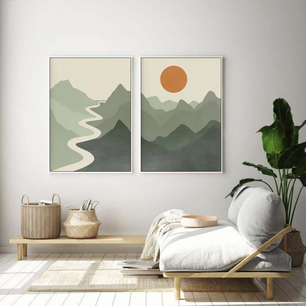 _label_, DSZ Product, feed-cond-new, feed-sl-free shipping, free-shipping, newWall Art 60Cm X 90Cm Sage Green River Mountain 2 Sets White Frame Canvas - Premium Home & Garden > Wall Art > Posters, Paintings & Prints from Artime ! Shop Online Buy Now at S & D's Value Store Family Business Best Customer Service_label_, DSZ Product, feed-cond-new, feed-sl-free shipping, free-shipping, new