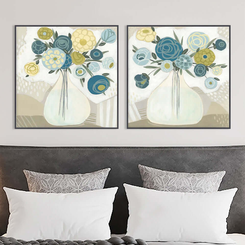 _label_, DSZ Product, feed-cond-new, feed-sl-free shipping, free-shipping, newWall Art 70Cm X 70Cm Blue Bouquet 2 Sets Black Frame Canvas - Premium Home & Garden > Wall Art > Posters, Paintings & Prints from Artime ! Shop Online Buy Now at S & D's Value Store Family Business Best Customer Service_label_, DSZ Product, feed-cond-new, feed-sl-free shipping, free-shipping, new