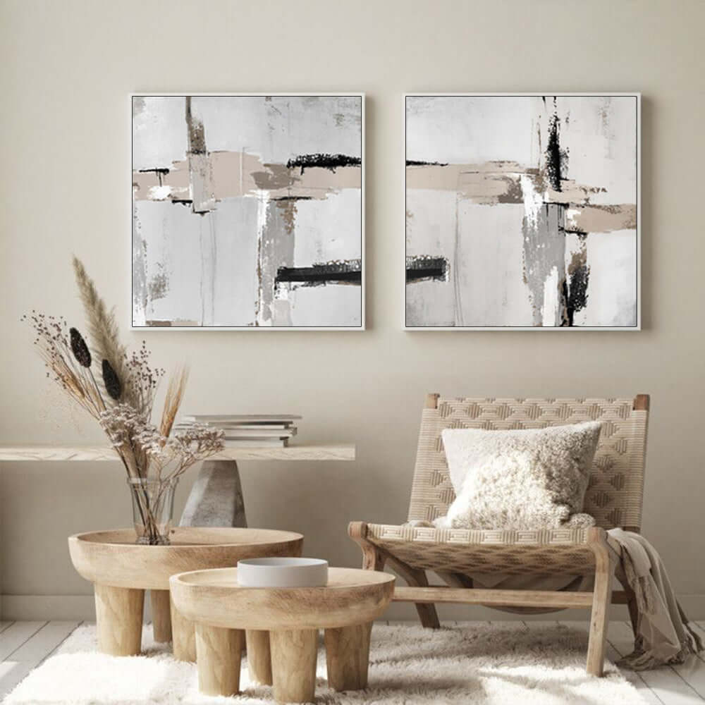 _label_, DSZ Product, feed-cond-new, feed-sl-free shipping, free-shipping, newWall Art 40Cm X 40Cm Neutral Abstract 2 Sets White Frame Canvas - Premium Home & Garden > Wall Art > Posters, Paintings & Prints from Artime ! Shop Online Buy Now at S & D's Value Store Family Business Best Customer Service_label_, DSZ Product, feed-cond-new, feed-sl-free shipping, free-shipping, new