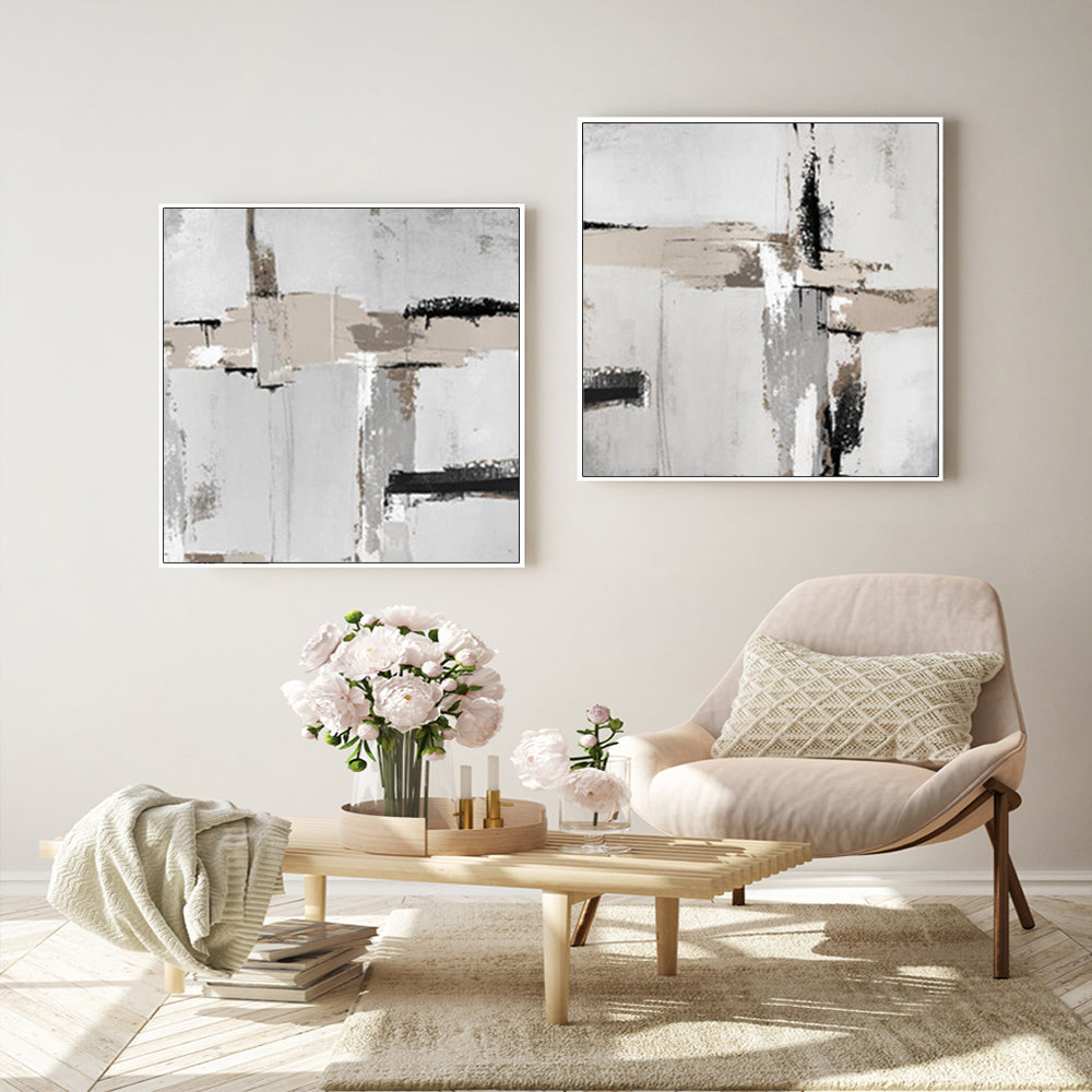 _label_, DSZ Product, feed-cond-new, feed-sl-free shipping, free-shipping, newWall Art 70Cm X 70Cm Neutral Abstract 2 Sets White Frame Canvas - Premium Home & Garden > Wall Art > Posters, Paintings & Prints from Artime ! Shop Online Buy Now at S & D's Value Store Family Business Best Customer Service_label_, DSZ Product, feed-cond-new, feed-sl-free shipping, free-shipping, new