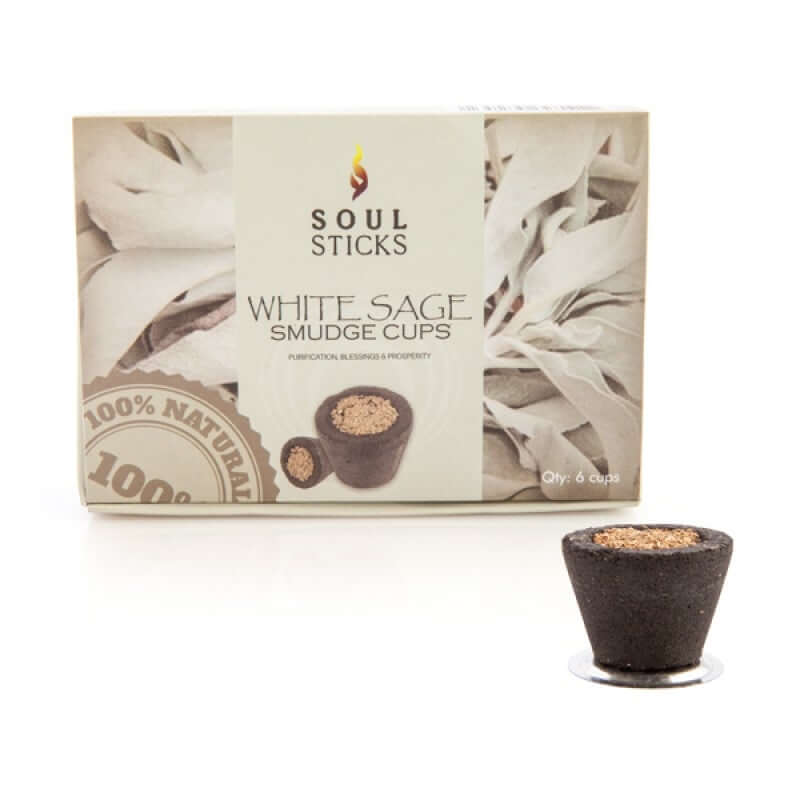 Soul Sticks White Sage Incense Cup set of 6, affordable, quality smudge cups for cleansing and protection.