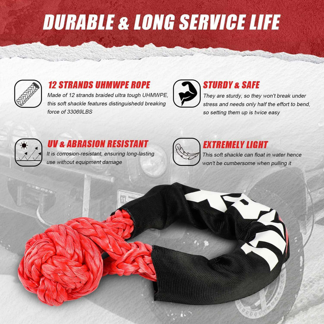 X-BULL 4WD Recovery Kit Kinetic Recovery Rope With 12000LBS Electric Winch 12V Winch 4WD 4X4 Offroad