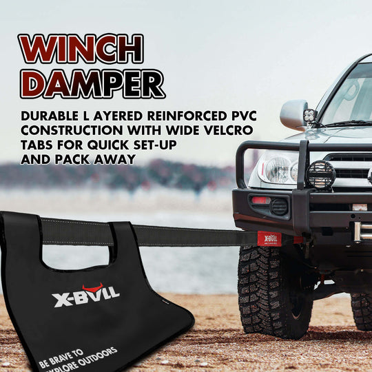 X-BULL 4WD Recovery Kit Kinetic Recovery Rope With 12000LBS Electric Winch 12V Winch 4WD 4X4 Offroad