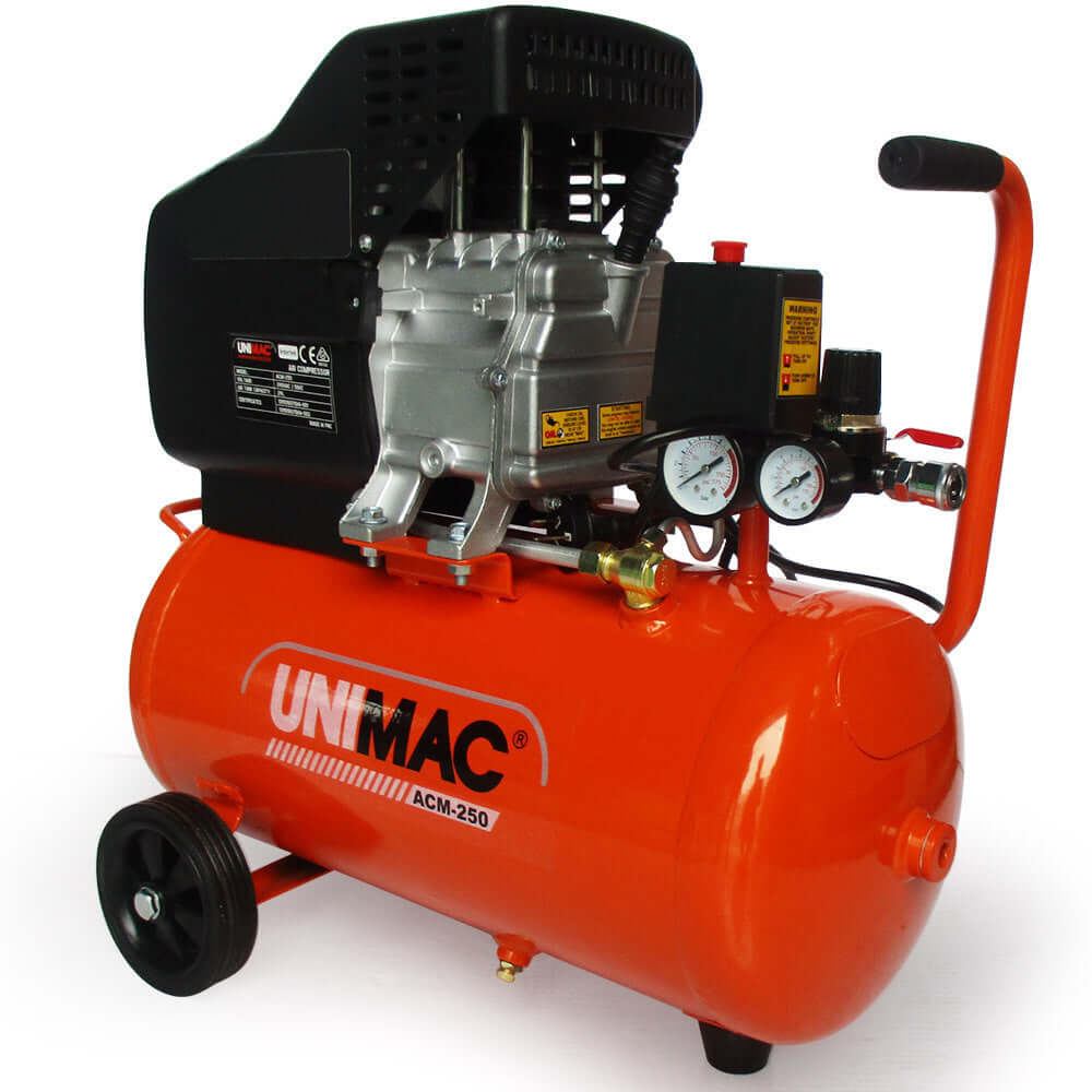 UNIMAC ACM-250 Portable Electric Air Compressor, 2HP, 24L Tank, Compact Design for DIY and Trade Use