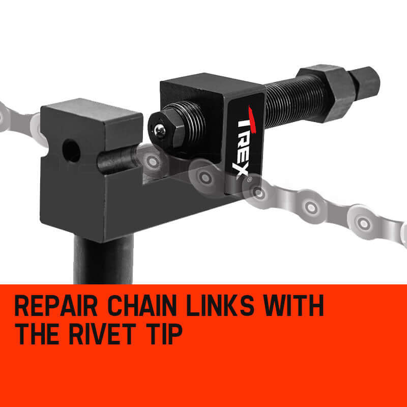 T-REX 3-in-1 chain breaker tool for repair, rivet, and press, ideal for DIY motorcycle and BMX bike maintenance.