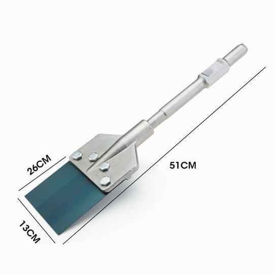 BAUMR-AG Jack Hammer Chisel Bit, 30mm hex floor scraper, 13cm wide flex steel, affordable DIY accessory.