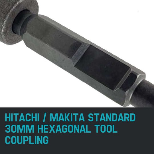 Hitachi Makita 30mm hexagonal tool coupling for secure connections in DIY or professional applications.