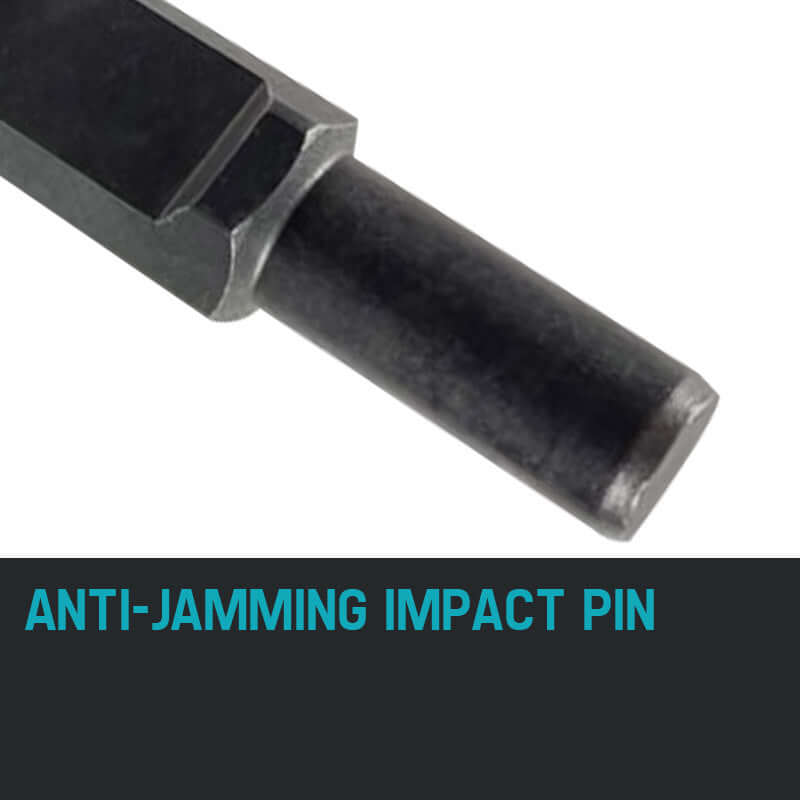 Close-up of anti-jamming impact pin for jackhammers, designed for quality and efficiency in DIY projects.