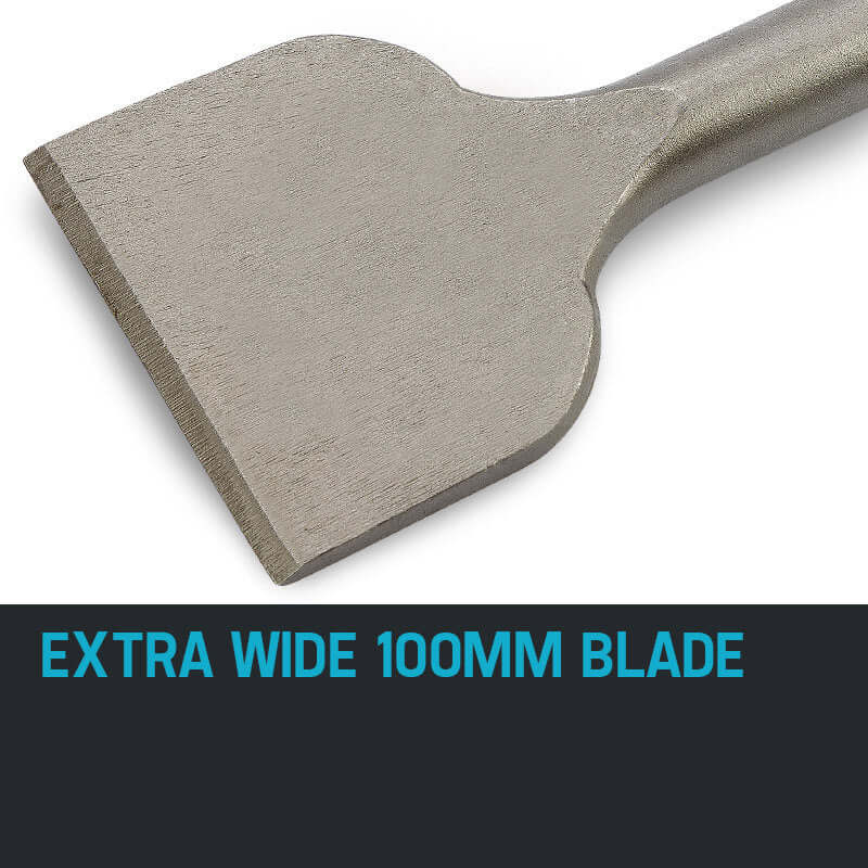 Baumr-AG 100mm extra wide flat tile lifter jackhammer chisel bit for efficient tile removal.