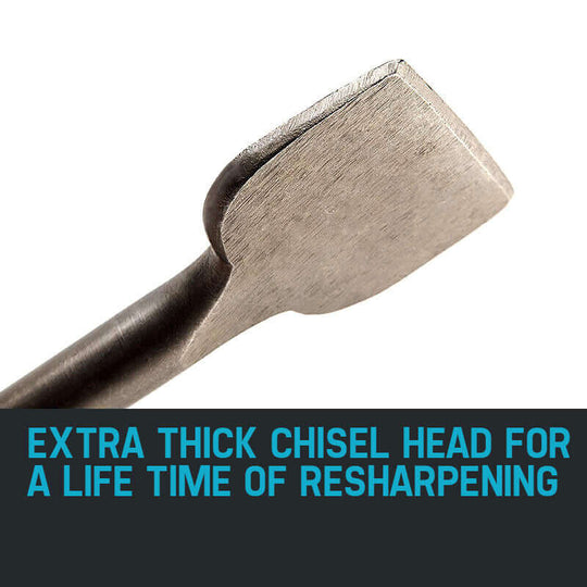 Baumr-AG extra thick chisel head for durability and resharpening, ideal for DIY and contractor projects.