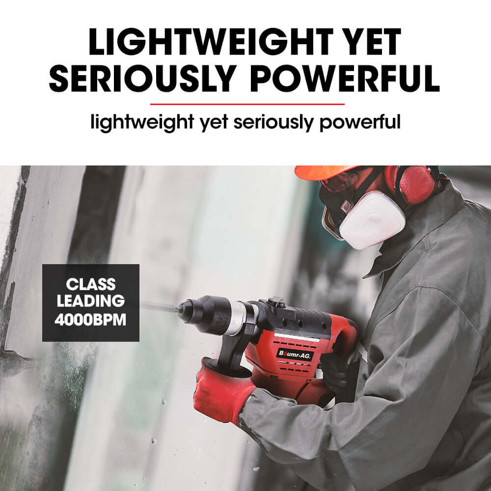 Baumr-AG lightweight powerful jackhammer, features class leading 4000 BPM for effective DIY projects.