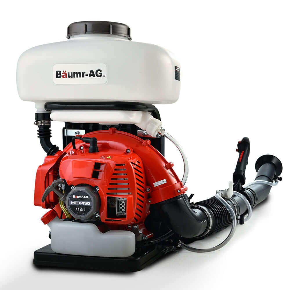 Baumr-AG MBX450 Backpack Power Sprayer, affordable 2-stroke fogger for DIY pest control and crop protection.