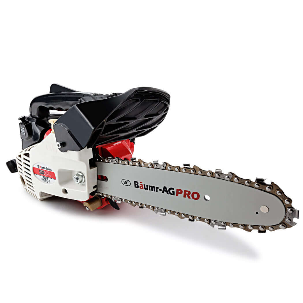 Baumr-AG 25CC Petrol Chainsaw with 10 Bar for effective garden pruning, lightweight, affordable DIY tool.