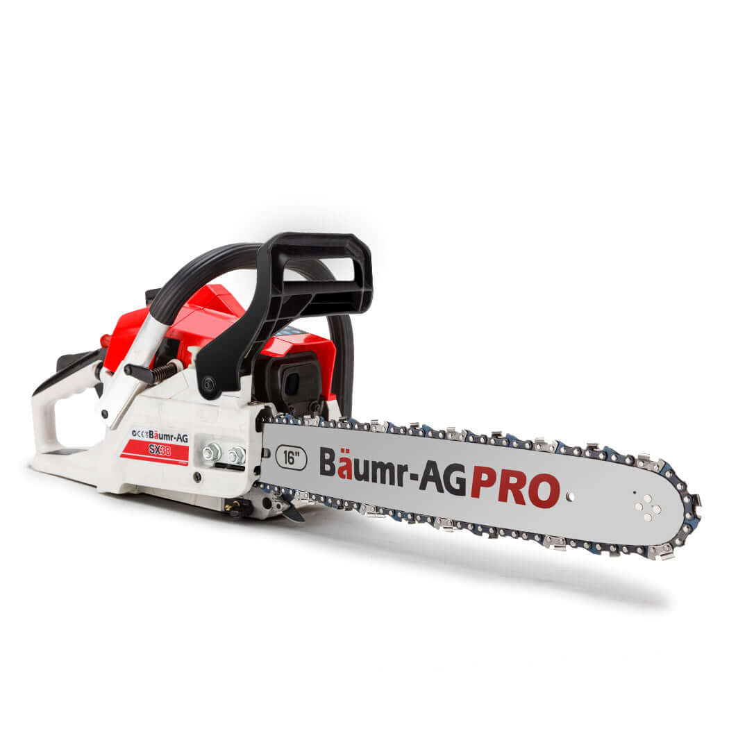 Baumr-AG 38CC Petrol Chainsaw with 16" bar, ideal for DIY tasks, offering quality and affordable performance.