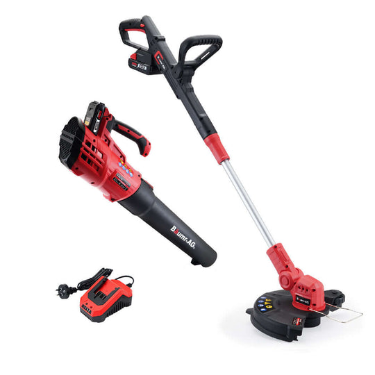 BAUMR-AG 20V Cordless Line Trimmer and Leaf Blower Combo Kit with Battery Charger for quality DIY gardening.