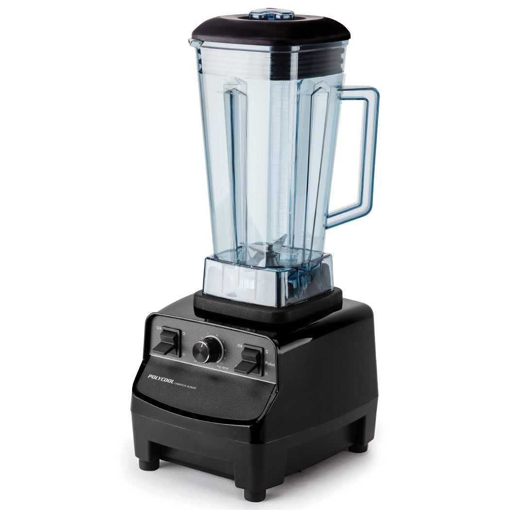 POLYCOOL 2L Commercial Blender Mixer Food Processor in Black - powerful 2200W motor for smoothies, soups, cocktails, and more. Quality and affordable.