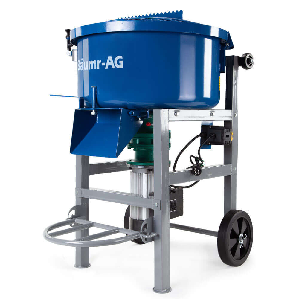 Baumr-AG 100L portable concrete mixer, 1500W electric, durable design for DIY construction projects.