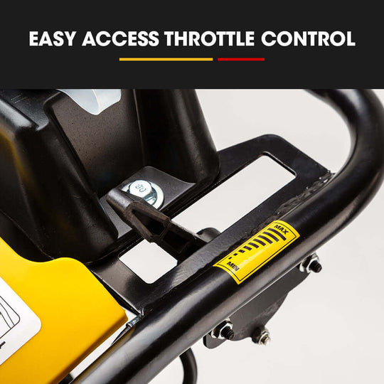 Easy access throttle control on Baumr-AG 80kg tamper rammer for efficient operation in DIY projects.