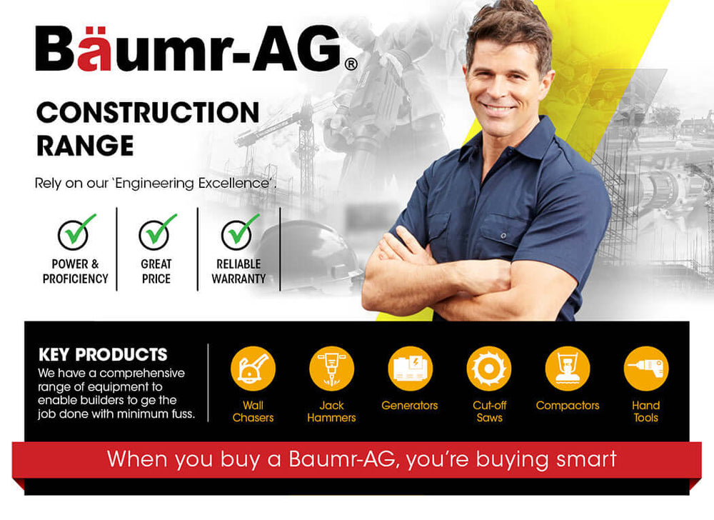 Baumr-AG construction range featuring quality tools and equipment with a reliable warranty and great price.