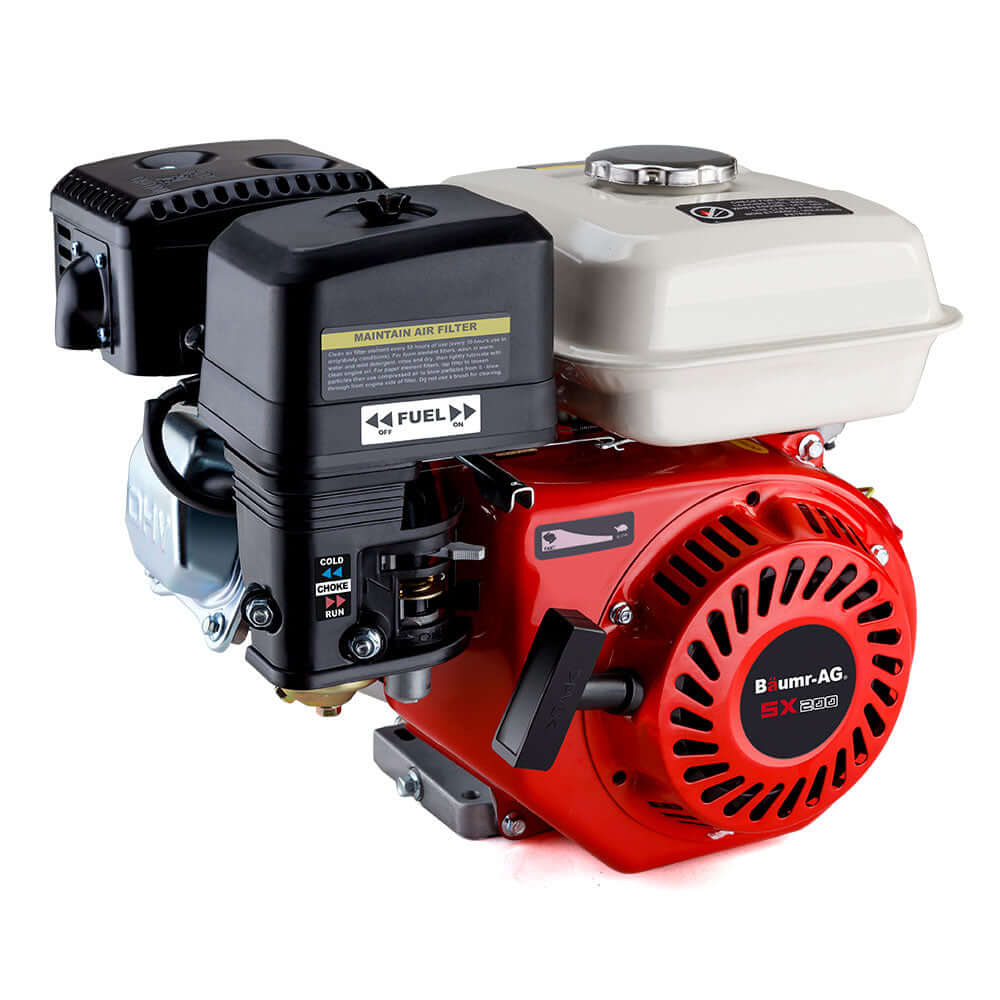 Baumr-AG 6.5HP petrol stationary engine with horizontal shaft for affordable DIY and industrial use.