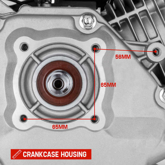 Baumr-AG crankcase housing with measurements, showcasing quality engineering for DIY and industrial applications.