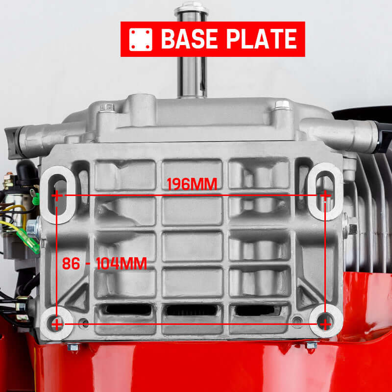 Base plate dimensions of Baumr-AG stationary engine with measurements 196MM x 86-104MM for DIY and quality use.