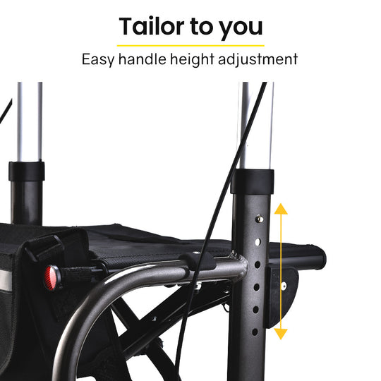 EQUIPMED โครงเดินพับได้ 2-in-1 พร้อมกระเป๋า รถเข็นช่วยเดินและรถเข็นสำหรับเดินทาง สีไททาเนียม