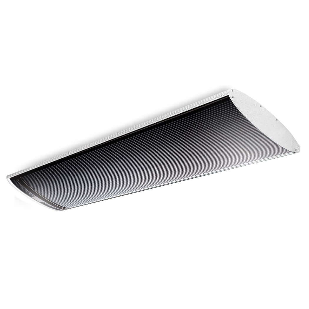 BIO 1800W outdoor strip heater, sleek design for wall or ceiling mount, efficient heating for cozy outdoor spaces.