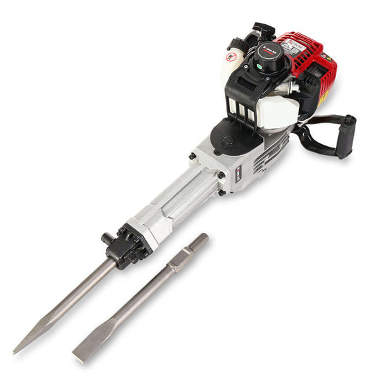 Baumr-AG 4 Stroke Petrol Jackhammer with 2 chisels, durable and affordable tool for DIY enthusiasts.